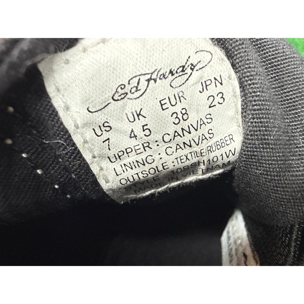 VTG Ed Hardy Christian Audigier Black Tiger Skull Laceless Sneakers Shoes Sz 7 - Picture 7 of 8